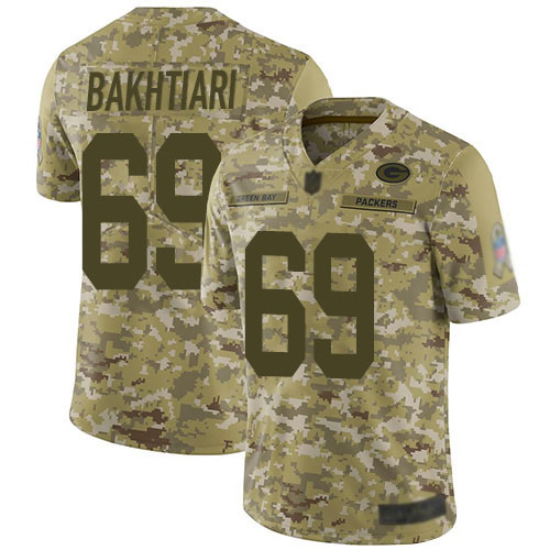 Green Bay Packers Limited Camo Men #69 Bakhtiari David Jersey Nike NFL 2018 Salute to Service->nfl t-shirts->Sports Accessory
